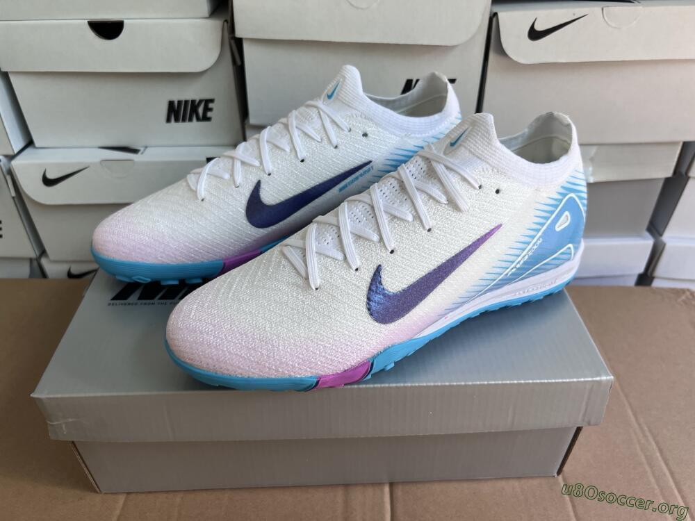 Nike Air Zoom Mercurial Vapor 16 Elite TF Football Shoes - White/Purple/Jade