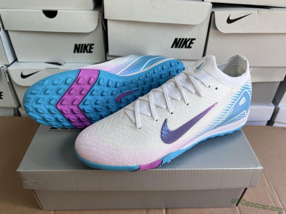 Nike Air Zoom Mercurial Vapor 16 Elite TF Football Shoes - White/Purple/Jade