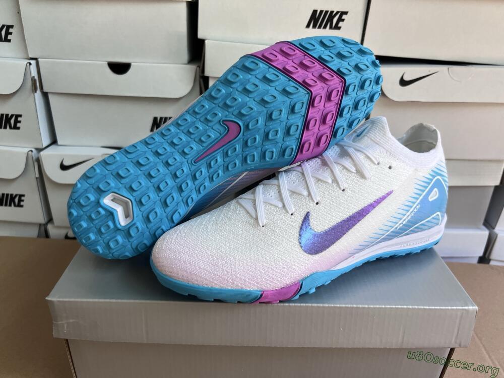Nike Air Zoom Mercurial Vapor 16 Elite TF Football Shoes - White/Purple/Jade