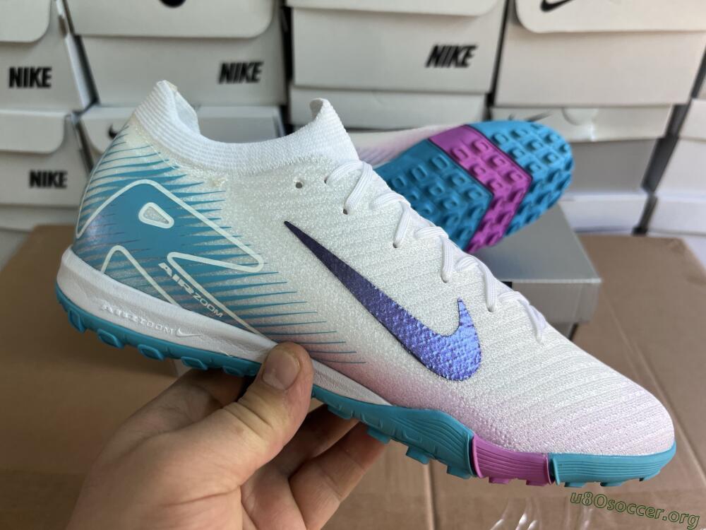 Nike Air Zoom Mercurial Vapor 16 Elite TF Football Shoes - White/Purple/Jade