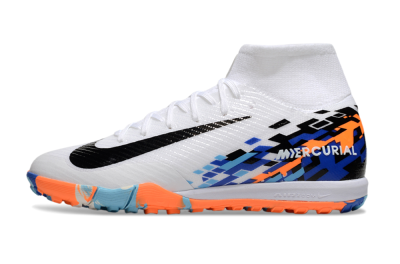 Nike Air Zoom Mercurial Superfly 10 Elite TF Football Shoes - White/Blue/Orange
