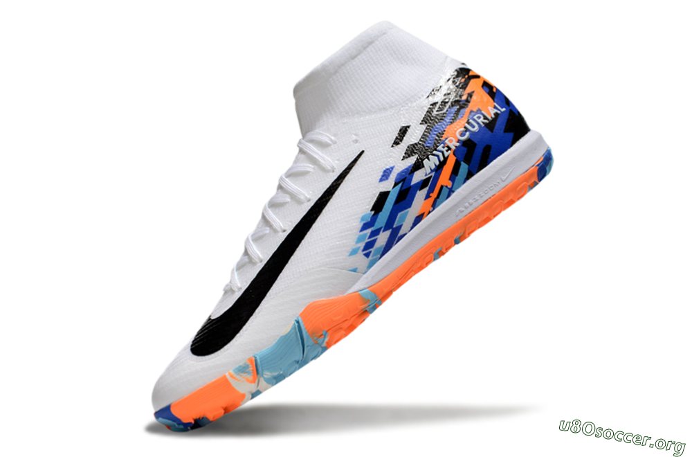 Nike Air Zoom Mercurial Superfly 10 Elite TF Football Shoes - White/Blue/Orange 5