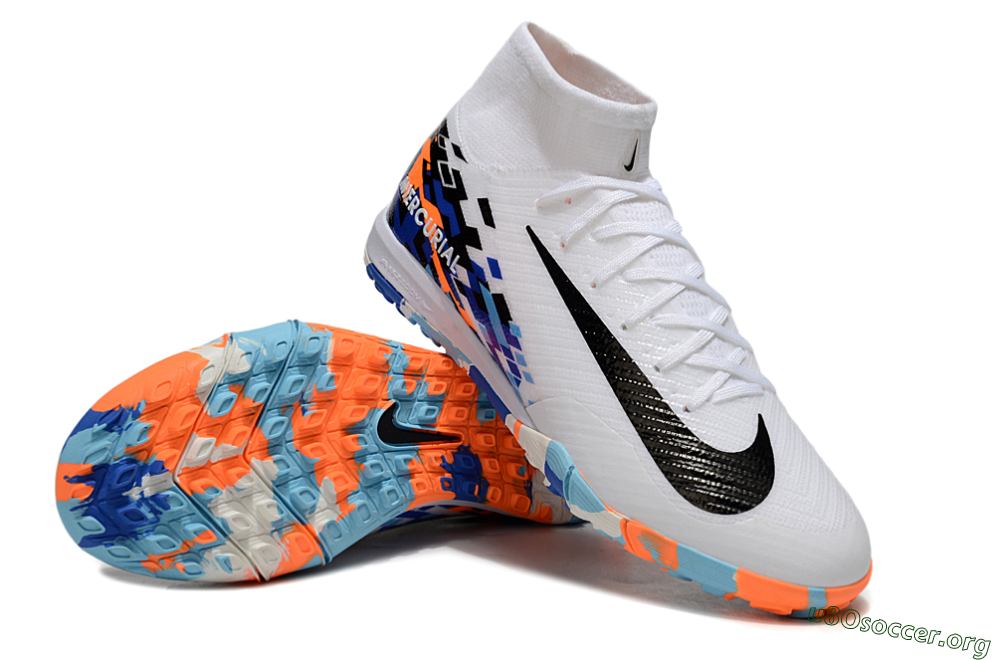 Nike Air Zoom Mercurial Superfly 10 Elite TF Football Shoes - White/Blue/Orange 0