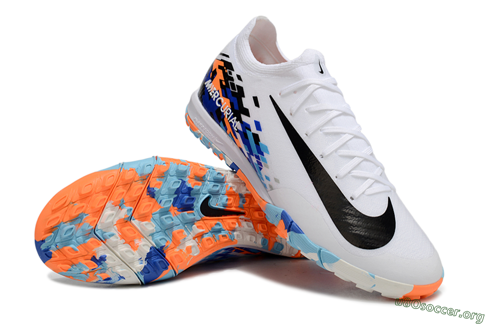 Nike Air Zoom Mercurial Vapor 16 Elite TF Football Shoes - White/Black/Orange 0