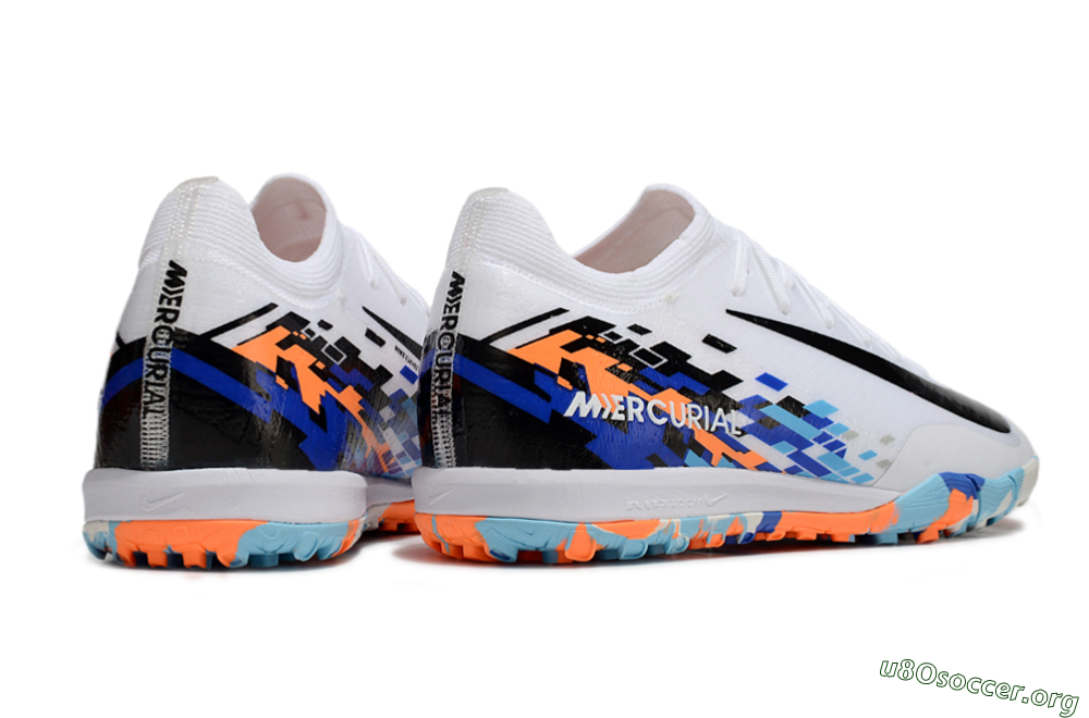 Nike Air Zoom Mercurial Vapor 16 Elite TF Football Shoes - White/Black/Orange 6