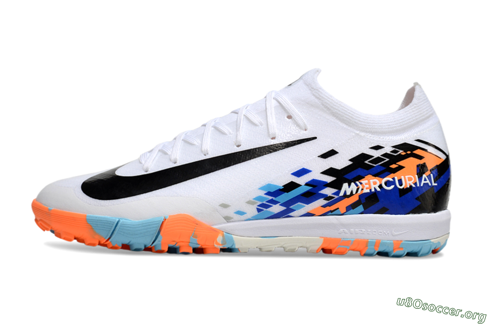 Nike Air Zoom Mercurial Vapor 16 Elite TF Football Shoes - White/Black/Orange 3
