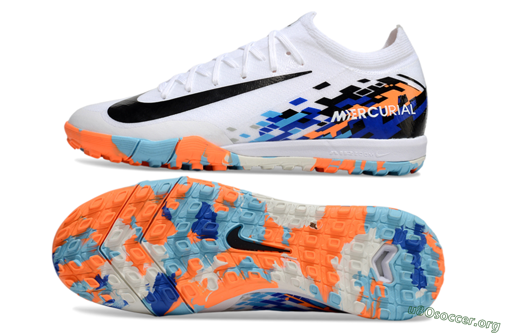 Nike Air Zoom Mercurial Vapor 16 Elite TF Football Shoes - White/Black/Orange 1