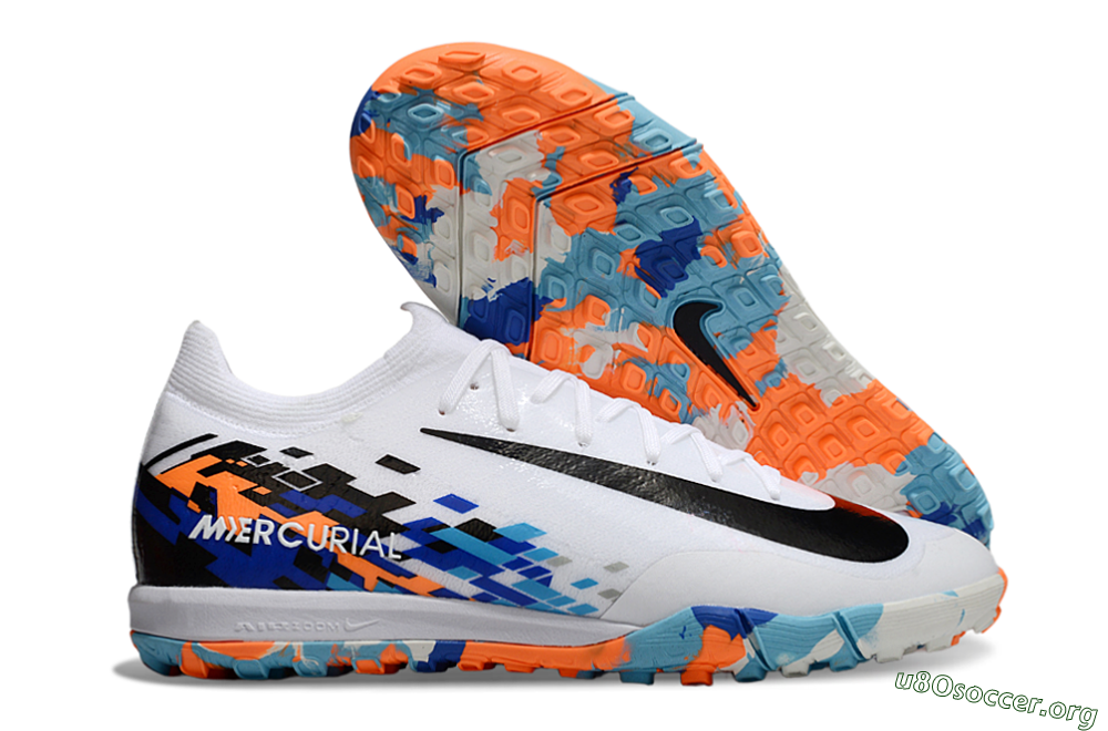 Nike Air Zoom Mercurial Vapor 16 Elite TF Football Shoes - White/Black/Orange 2