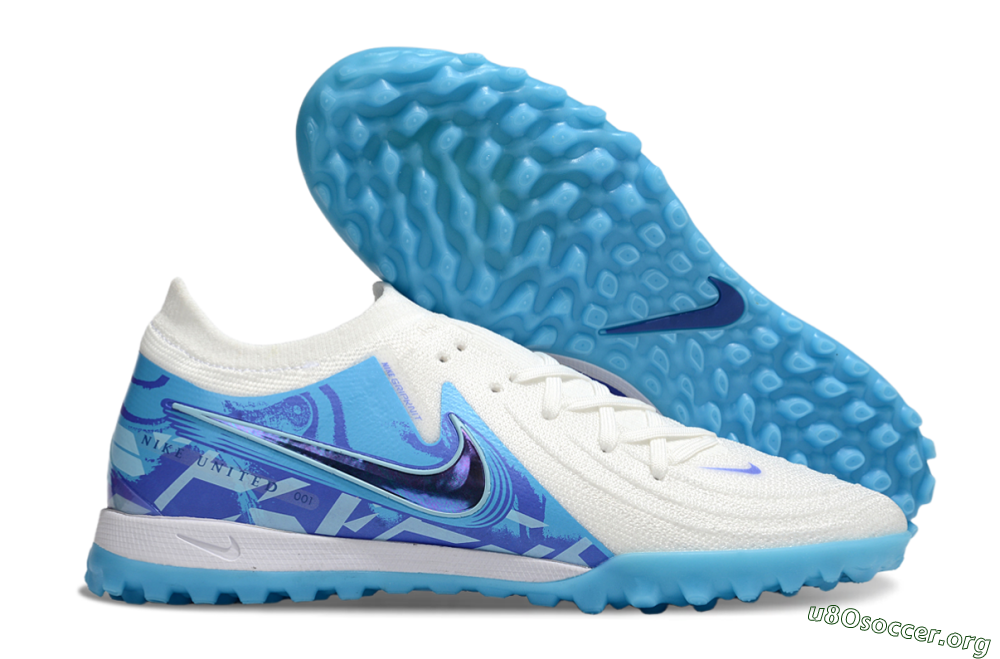 Nike Phantom GX 2 Elite TF Football Shoes - Beige/Blue/White 2