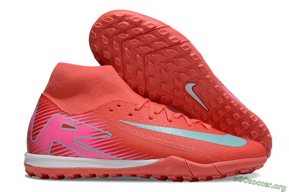 Nike Air Zoom Mercurial Superfly 10 Elite TF Football Shoes - Red/Jade/Pink 2