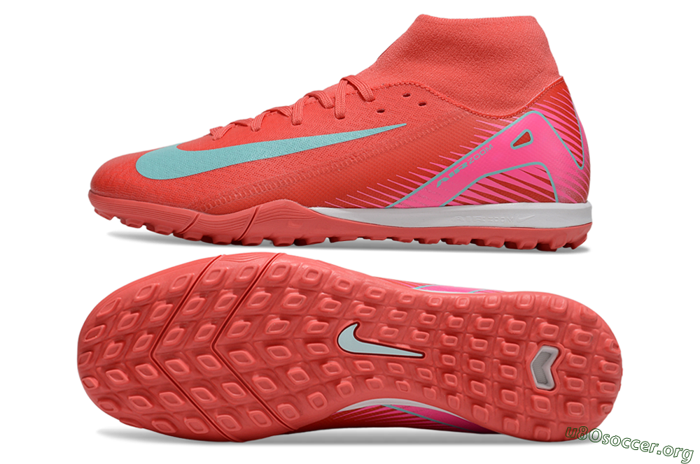 Nike Air Zoom Mercurial Superfly 10 Elite TF Football Shoes - Red/Jade/Pink 1