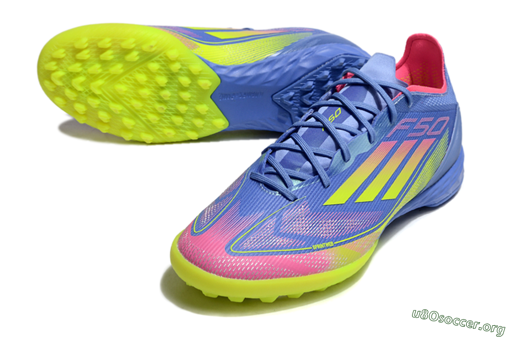 Adidas F50 Pro TF Football Shoes - Blue/Yellow/Pink 0