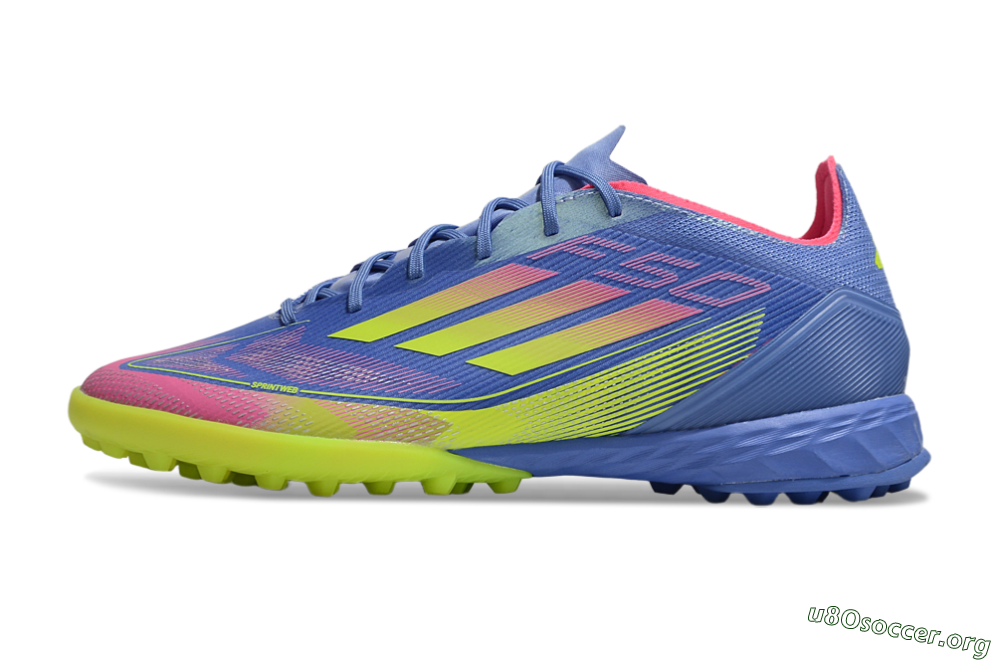 Adidas F50 Pro TF Football Shoes - Blue/Yellow/Pink 3