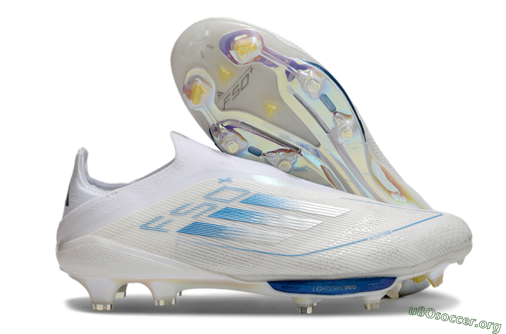 Adidas F50+ Elite Lightstrike Pro FG Football Boots - Beige/White/Blue 2