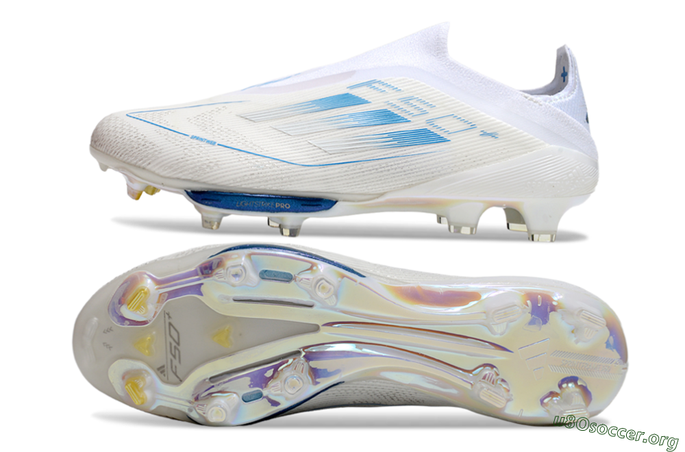 Adidas F50+ Elite Lightstrike Pro FG Football Boots - Beige/White/Blue 1
