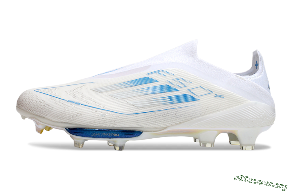 Adidas F50+ Elite Lightstrike Pro FG Football Boots - Beige/White/Blue 3