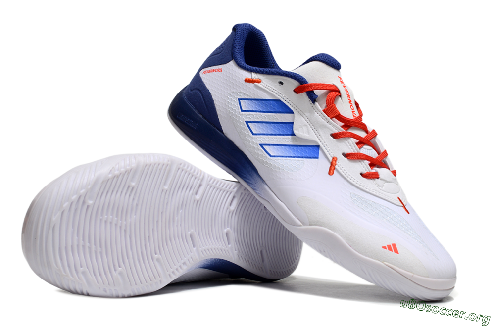 Adidas Fevernova IC Football Shoes - White/Blue/Red 1