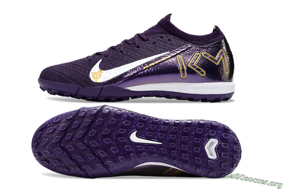 Nike Air Zoom Mercurial Vapor 16 Elite TF Football Shoes - Purple/White/Gold 1