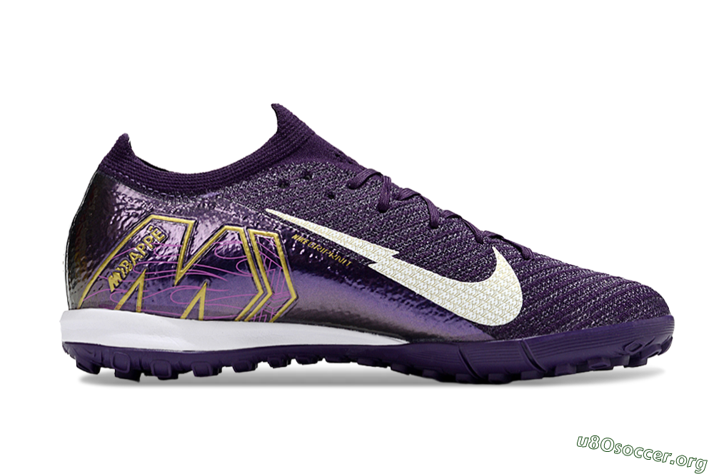 Nike Air Zoom Mercurial Vapor 16 Elite TF Football Shoes - Purple/White/Gold 7