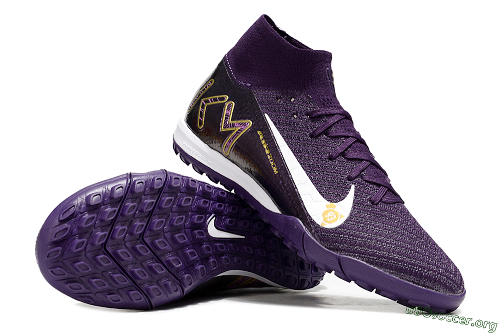 Nike Air Zoom Mercurial Superfly 10 Elite TF Football Shoes - Purple/White/Gold 0