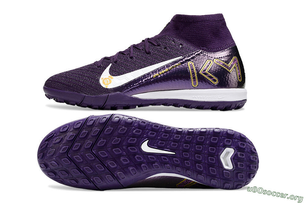 Nike Air Zoom Mercurial Superfly 10 Elite TF Football Shoes - Purple/White/Gold 1
