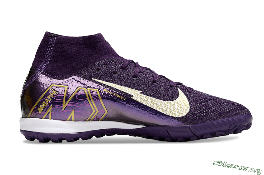 Nike Air Zoom Mercurial Superfly 10 Elite TF Football Shoes - Purple/White/Gold 7