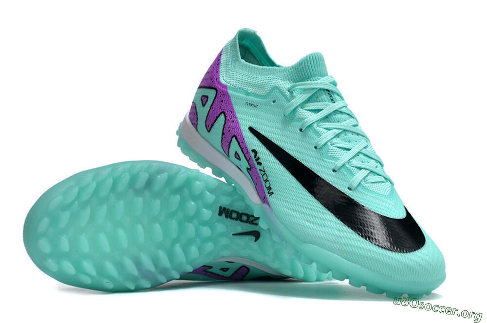 Nike Air Zoom Mercurial Vapor 16 Elite TF Football Shoes - Jade/Black/Purple 1