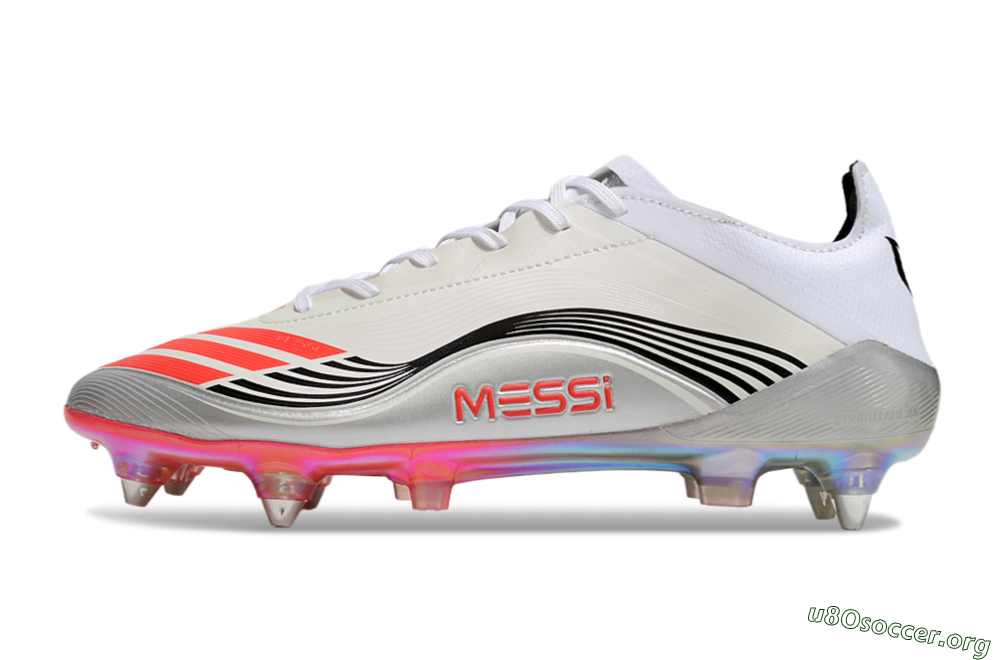 Messi x Adidas F50 Elite 2025 SG Football Boots - Silver/White/Black 3