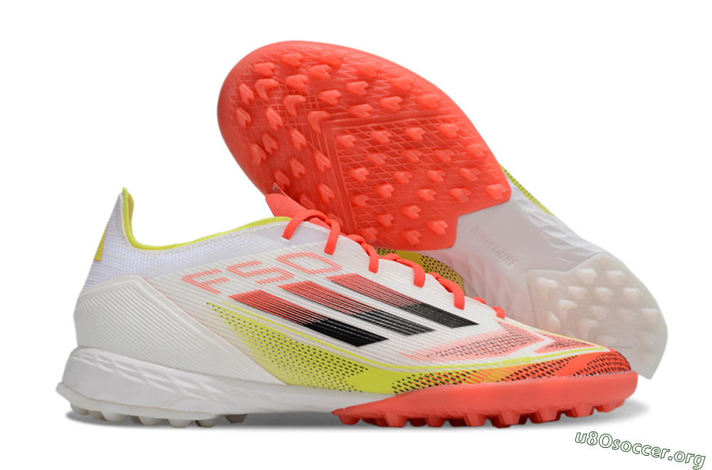 Adidas F50 Pro TF Football Shoes - White/Red/Yellow 2