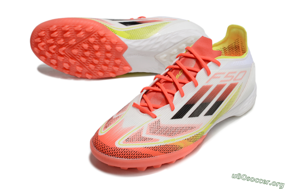 Adidas F50 Pro TF Football Shoes - White/Red/Yellow 0