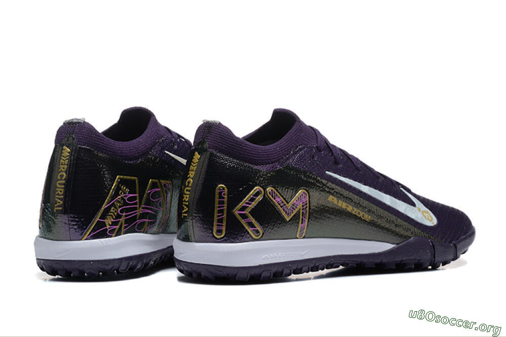 Nike Air Zoom Mercurial Vapor 16 Elite TF Football Shoes - Purple/White/Gold 9