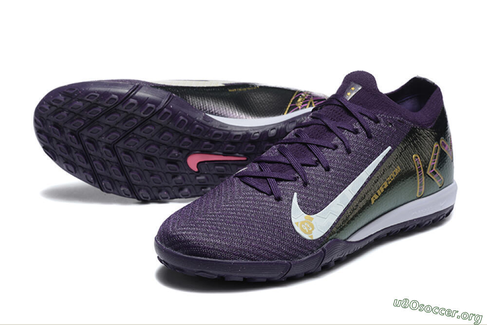 Nike Air Zoom Mercurial Vapor 16 Elite TF Football Shoes - Purple/White/Gold 0