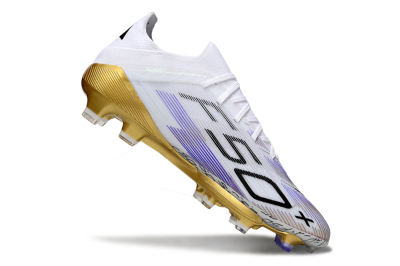 Adidas F50+ Elite Lightstrike Pro FG Football Boots - White/Purple/Gold