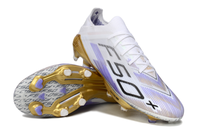 Adidas F50+ Elite Lightstrike Pro FG Football Boots - White/Purple/Gold