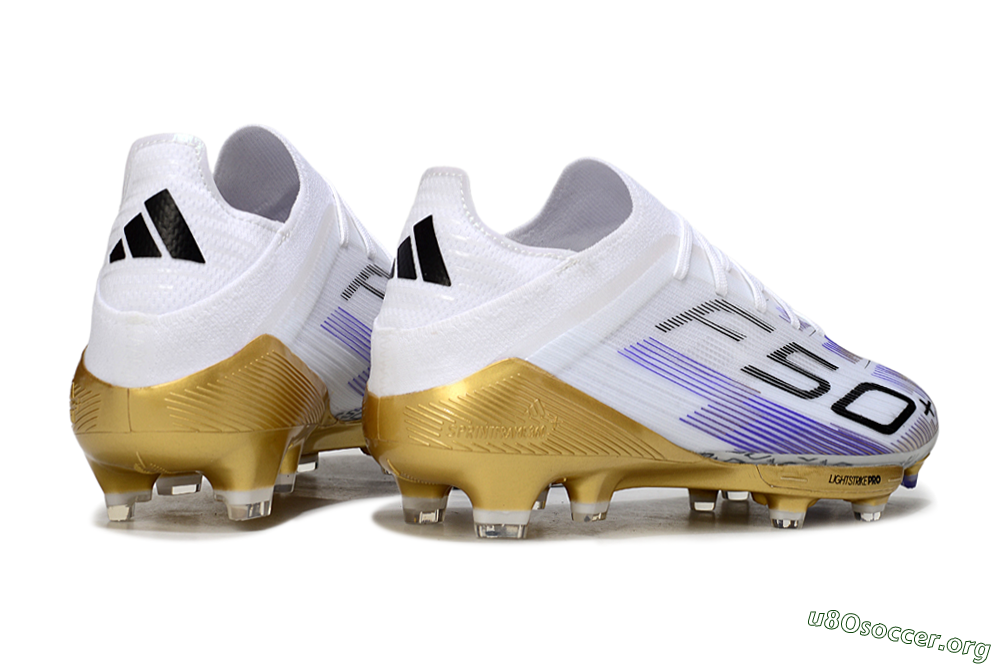 Adidas F50+ Elite Lightstrike Pro FG Football Boots - White/Purple/Gold 6