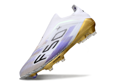 Adidas F50+ Elite Lightstrike Pro Laceless FG Football Boots - White/Purple/Gold