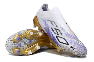 Adidas F50+ Elite Lightstrike Pro Laceless FG Football Boots - White/Purple/Gold