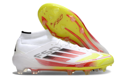 Adidas F50 Elite Mid FG Football Boots - White/Red/Yellow