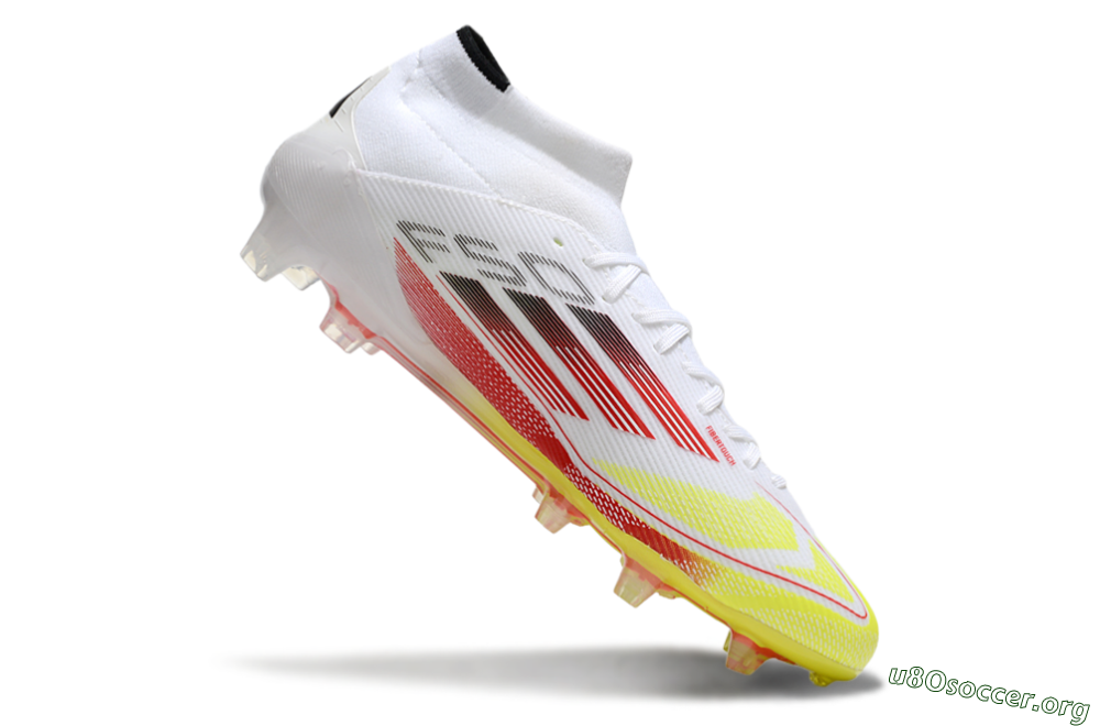 Adidas F50 Elite Mid FG Football Boots - White/Red/Yellow 4