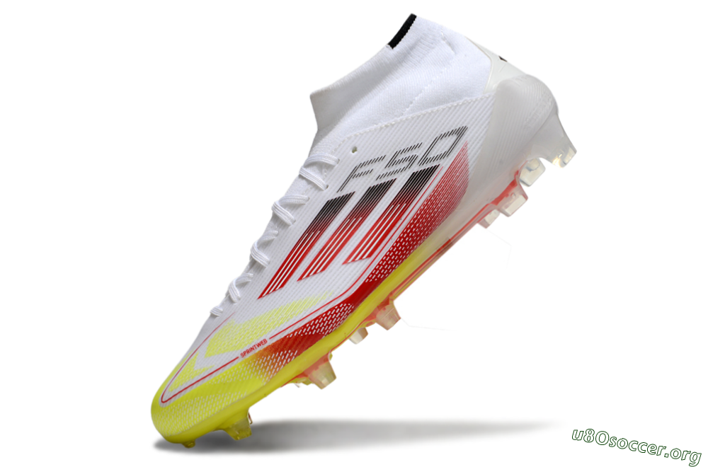 Adidas F50 Elite Mid FG Football Boots - White/Red/Yellow 5