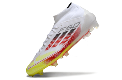 Adidas F50 Elite Mid FG Football Boots - White/Red/Yellow