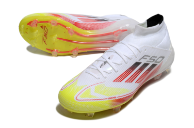 Adidas F50 Elite Mid FG Football Boots - White/Red/Yellow