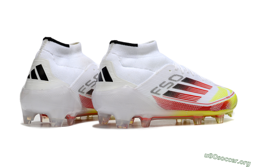 Adidas F50 Elite Mid FG Football Boots - White/Red/Yellow 6