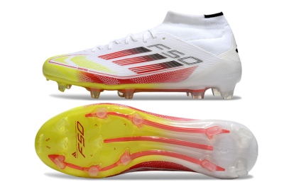 Adidas F50 Elite Mid FG Football Boots - White/Red/Yellow