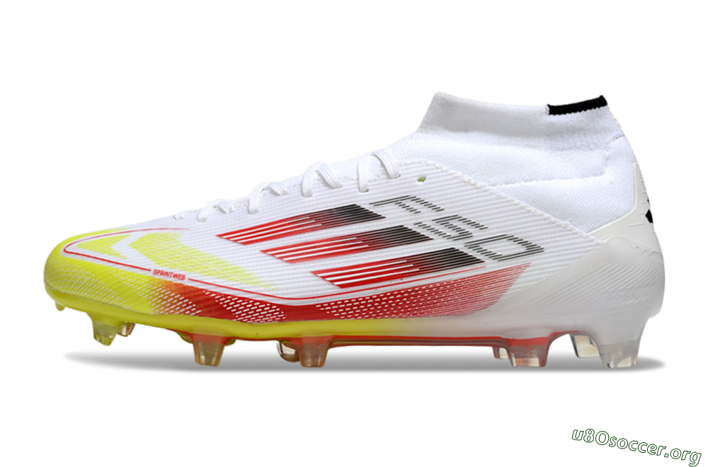 Adidas F50 Elite Mid FG Football Boots - White/Red/Yellow 3