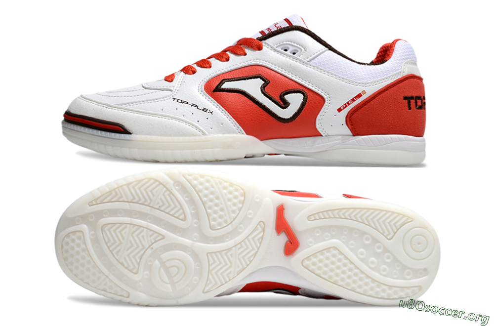 Joma Top Flex IC Football Shoes - White/Red/Black 1