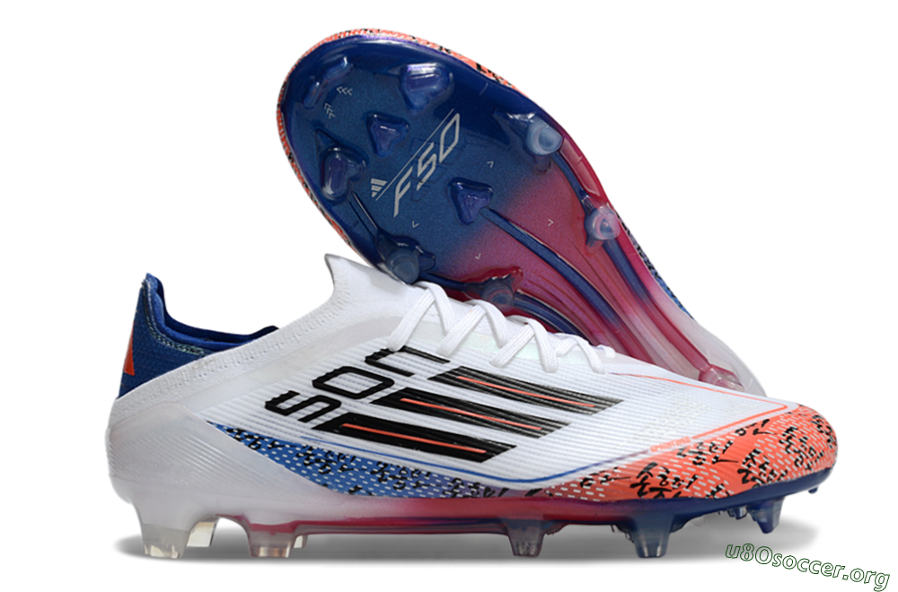 Adidas F50 Elite FG Football Boots - White/Red/Blue 2