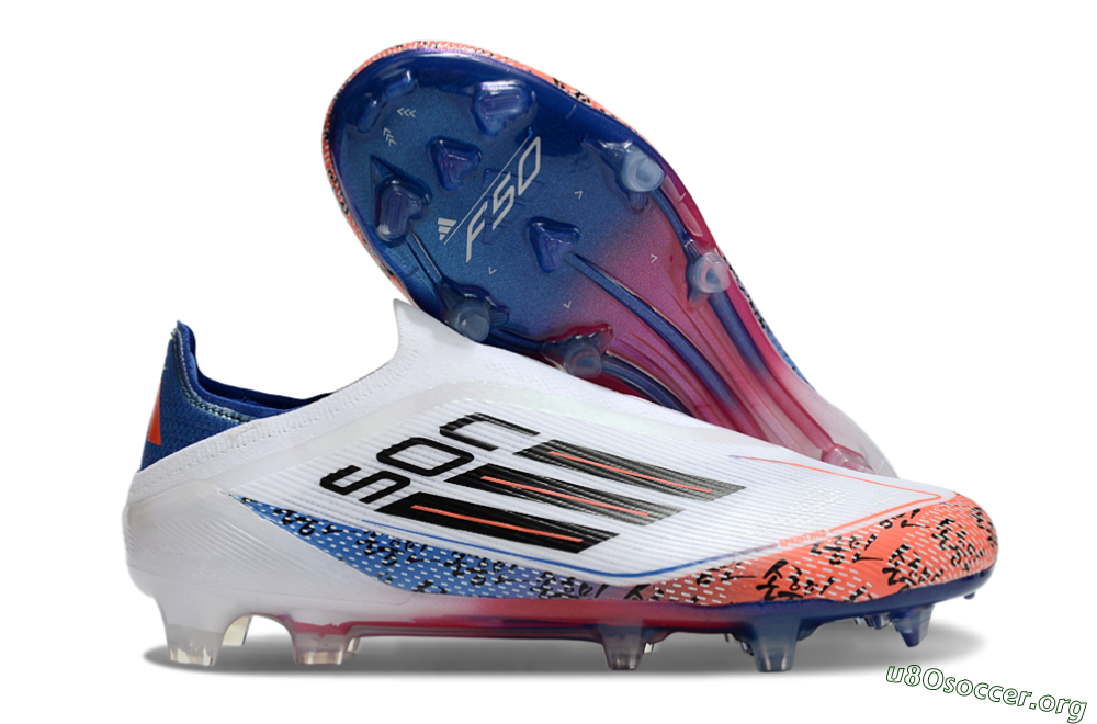 Adidas F50 Elite Laceless FG Football Boots - White/Red/Blue 2