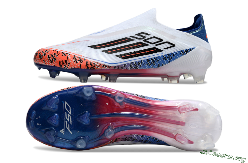 Adidas F50 Elite Laceless FG Football Boots - White/Red/Blue 1