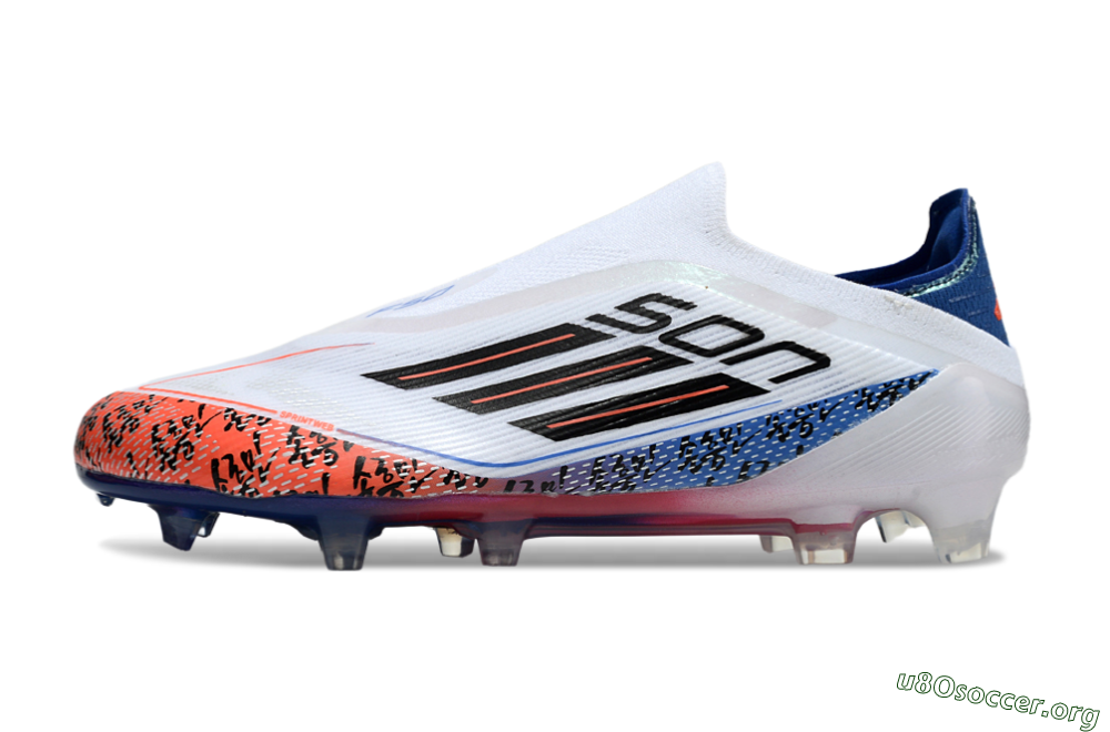 Adidas F50 Elite Laceless FG Football Boots - White/Red/Blue 3